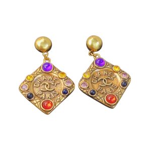 4 glass earrings gold for women 2799