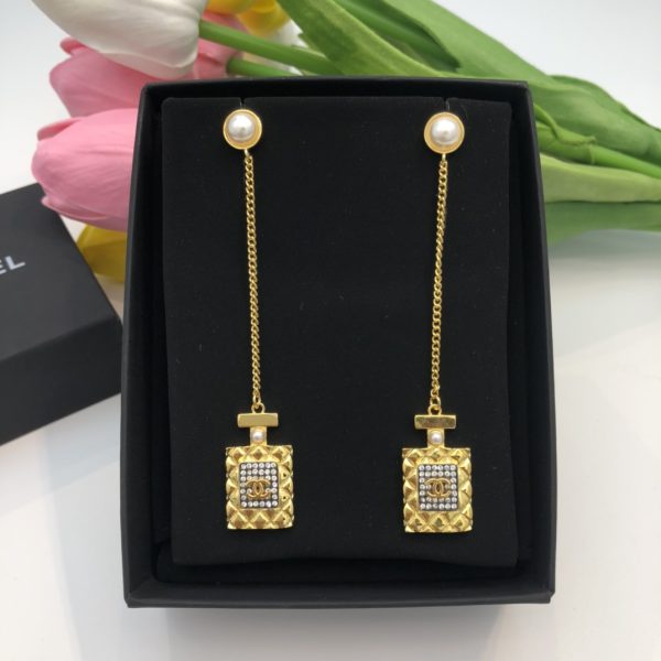 8 perfume bottle heart earrings gold for women 2799