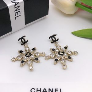 1 snowflake enamel pearl earrings black for wome 2799