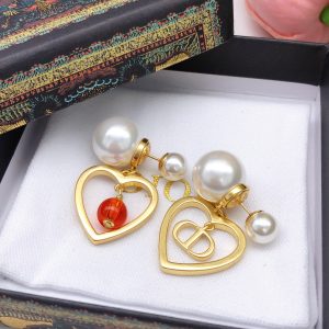 12 pearl heart earrings gold for women 2799