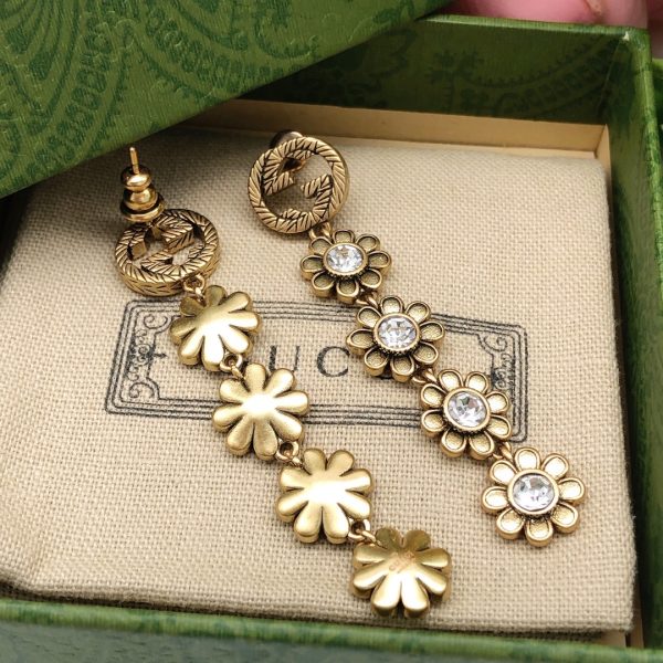 3 flower tassel earrings gold for women 2799