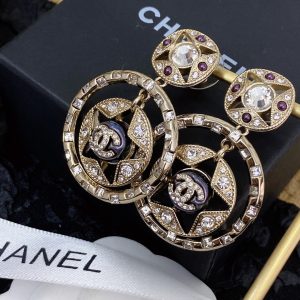 2 double c round earrings gold for women 2799