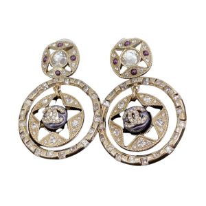 4 double c round earrings gold for women 2799