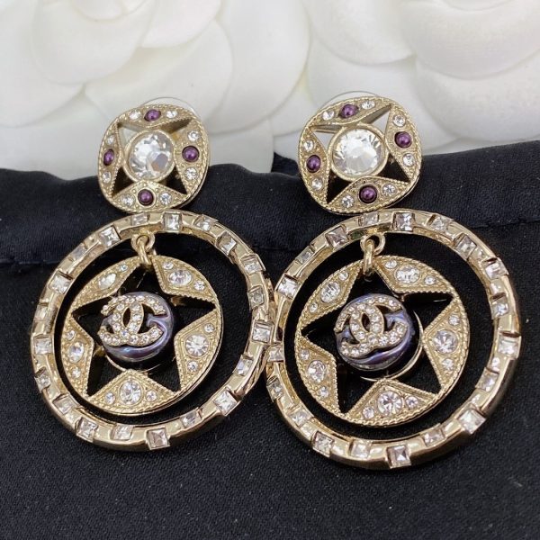 8 double c round earrings gold for women 2799
