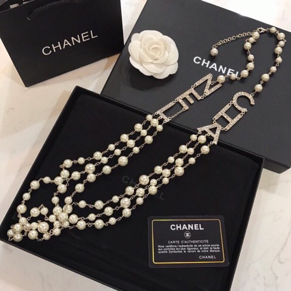 5 chanel necklace gold tone for women 2799
