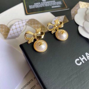 bow earrings gold for women 2799