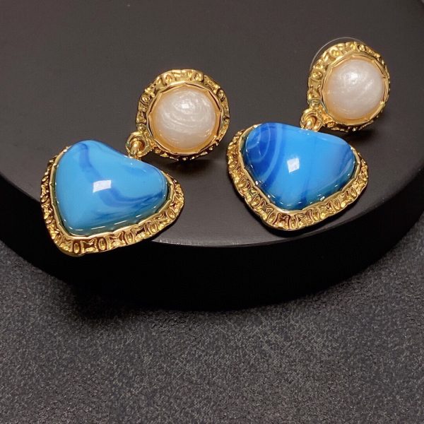 1 heart earrings blue for women 2799