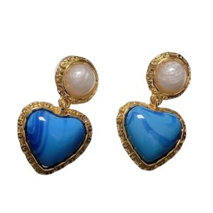 4-Heart Earrings Blue For Women   2799