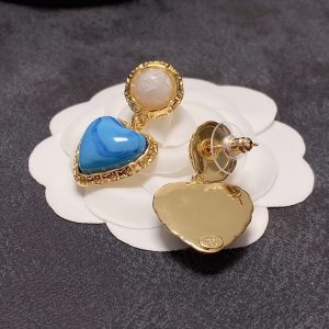 5 heart earrings blue for women 2799