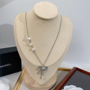 bow necklace silver for women 2799
