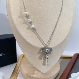 3-Bow Necklace Silver For Women   2799