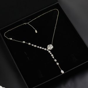 1 hollow camellia necklace silver for women 2799
