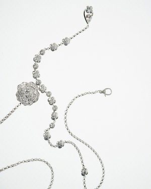 3 hollow camellia necklace silver for women 2799