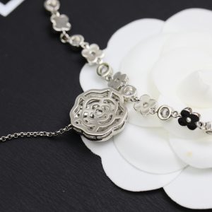 13 hollow camellia necklace silver for women 2799