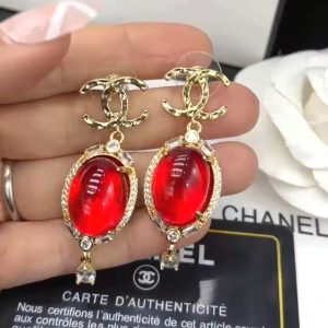 red stone earrings gold tone for women 2799