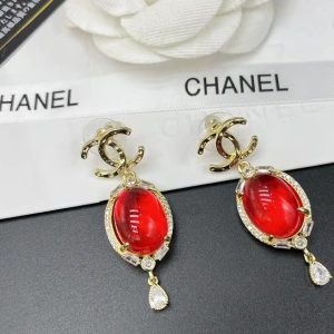 1 red stone earrings gold tone for women 2799
