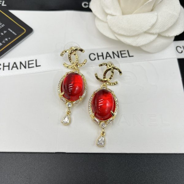 2 red stone earrings gold tone for women 2799