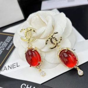 3 red stone earrings gold tone for women 2799