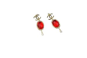 4 red stone earrings gold tone for women 2799