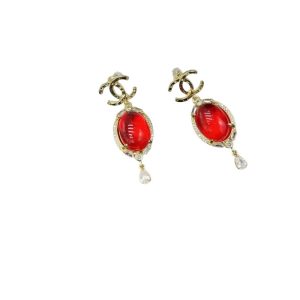 4 red stone earrings gold tone for women 2799