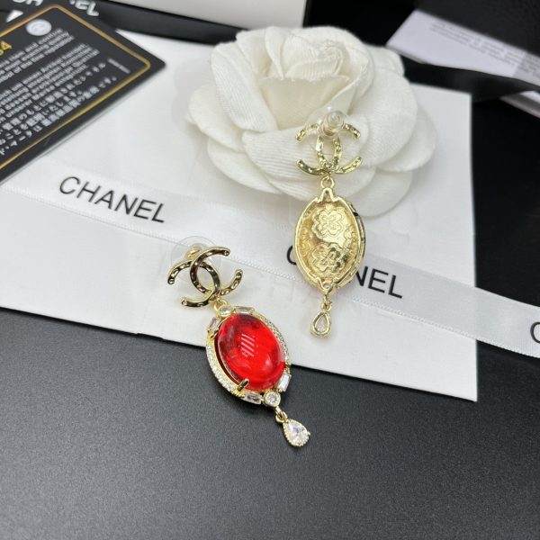 7 red stone earrings gold tone for women 2799