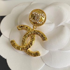 dangling oversized logo earrings gold tone for women 2799