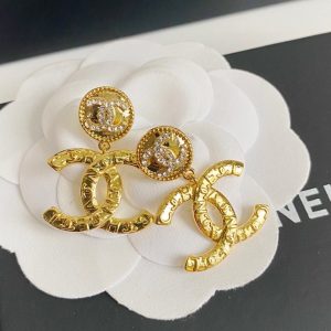 1 dangling oversized logo earrings gold tone for women 2799