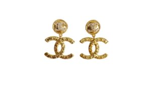 4 dangling oversized logo earrings gold tone for women 2799