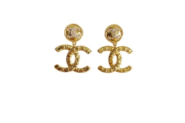 10 dangling oversized logo earrings gold tone for women 2799