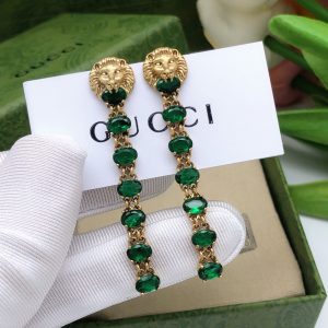 lion head tassel earrings green for women 2799