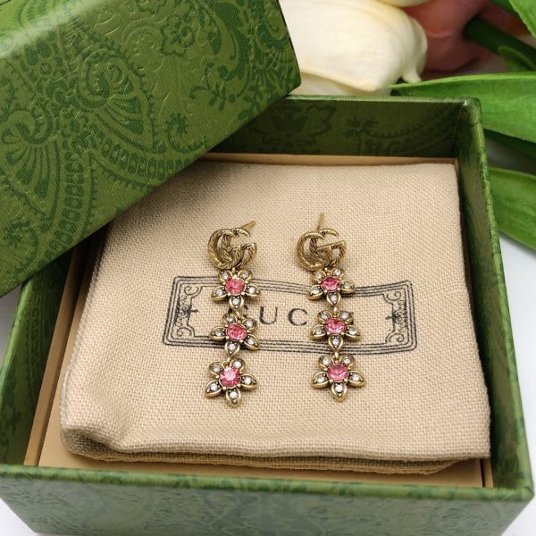 2 flower stud earrings pink for women 2799