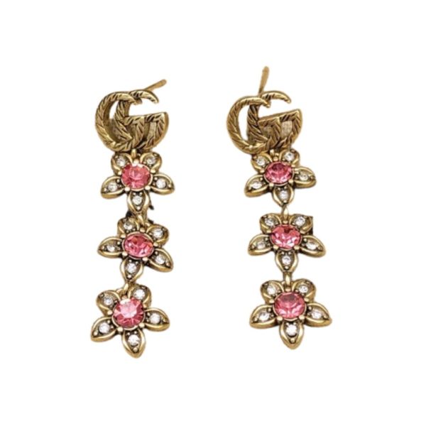 4 flower stud earrings pink for women 2799