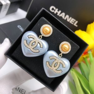 pearl heart earrings light blue for women 2799