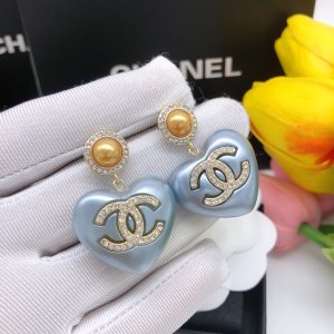 2 pearl heart earrings light blue for women 2799