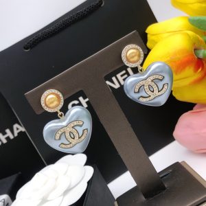 5 pearl heart earrings light blue for women 2799