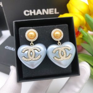 6 pearl heart earrings light blue for women 2799