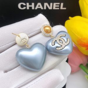 8 pearl heart earrings light blue for women 2799