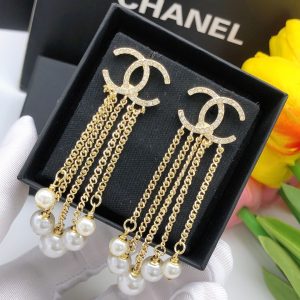 pearl tassel stud earrings gold for women 2799