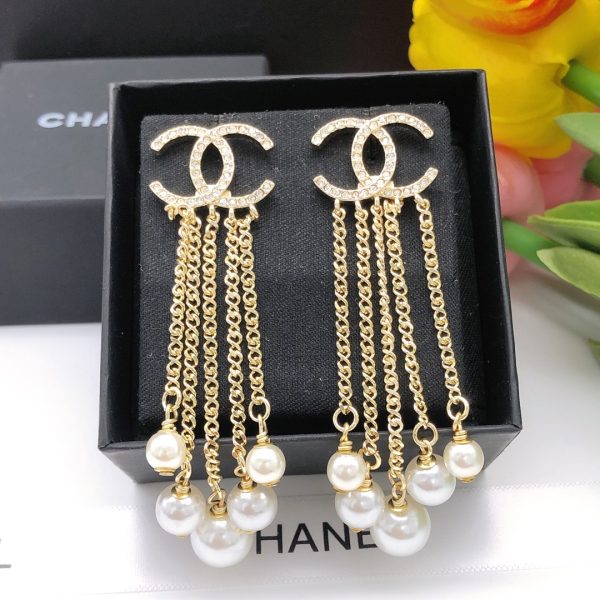 3 pearl tassel stud earrings gold for women 2799