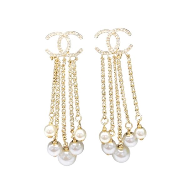 4 pearl tassel stud earrings gold for women 2799