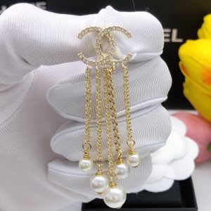 5 pearl tassel stud earrings gold for women 2799