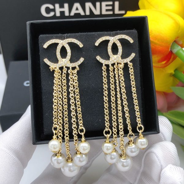 6 pearl tassel stud earrings gold for women 2799