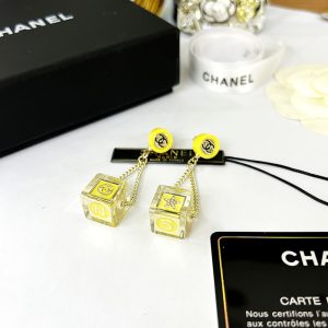 3 dice earrings yellow for women 2799