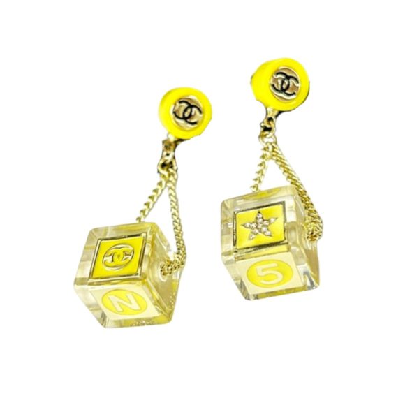 4 dice earrings yellow for women 2799