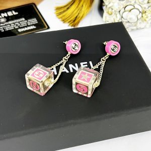 3-Dice Earrings Pink For Women   2799