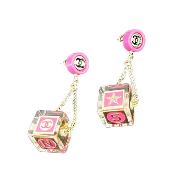 4 dice earrings pink for women 2799