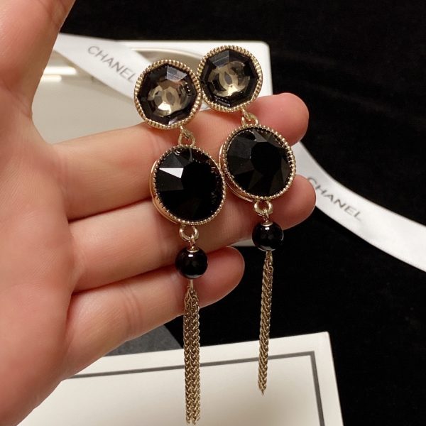 5 tassel long earrings black for women 2799