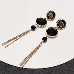 6 tassel long earrings black for women 2799