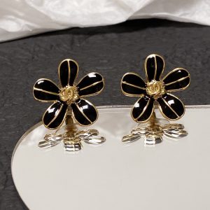 6 classic flower earrings black for women 2799