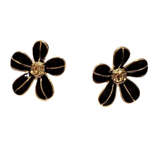 10 classic flower earrings black for women 2799